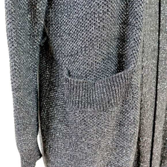 Victoria's Secret Size M Shimmer Knit Open Front Cardigan Black Silver - Picture 7 of 11